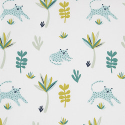 Printed Cotton TANAKO White / Green Tones
